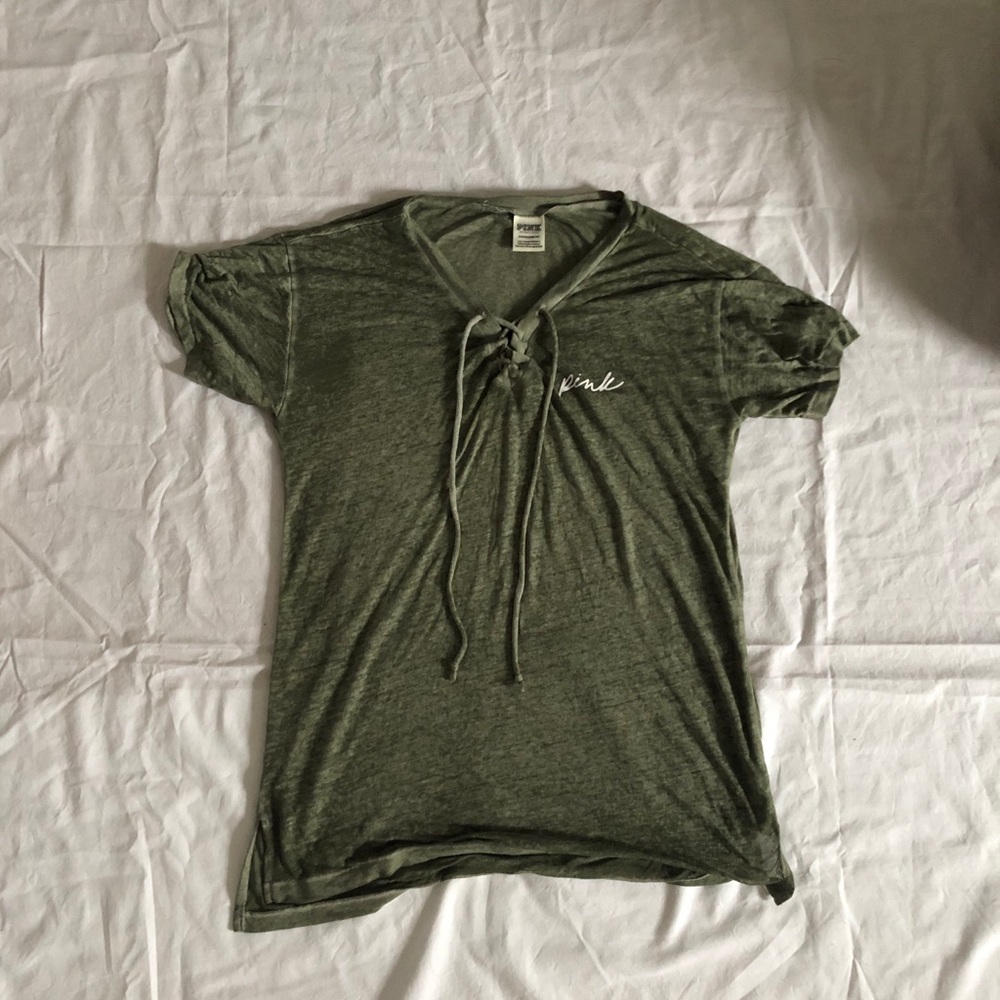 VS Pink Lace Up Short Sleeve T shirt